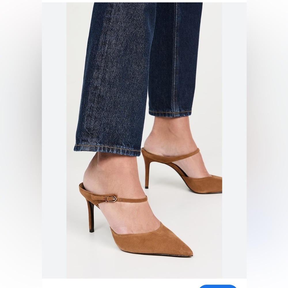 SCHUTZ Tan Suede Mary Jane Pointed Toe Heels